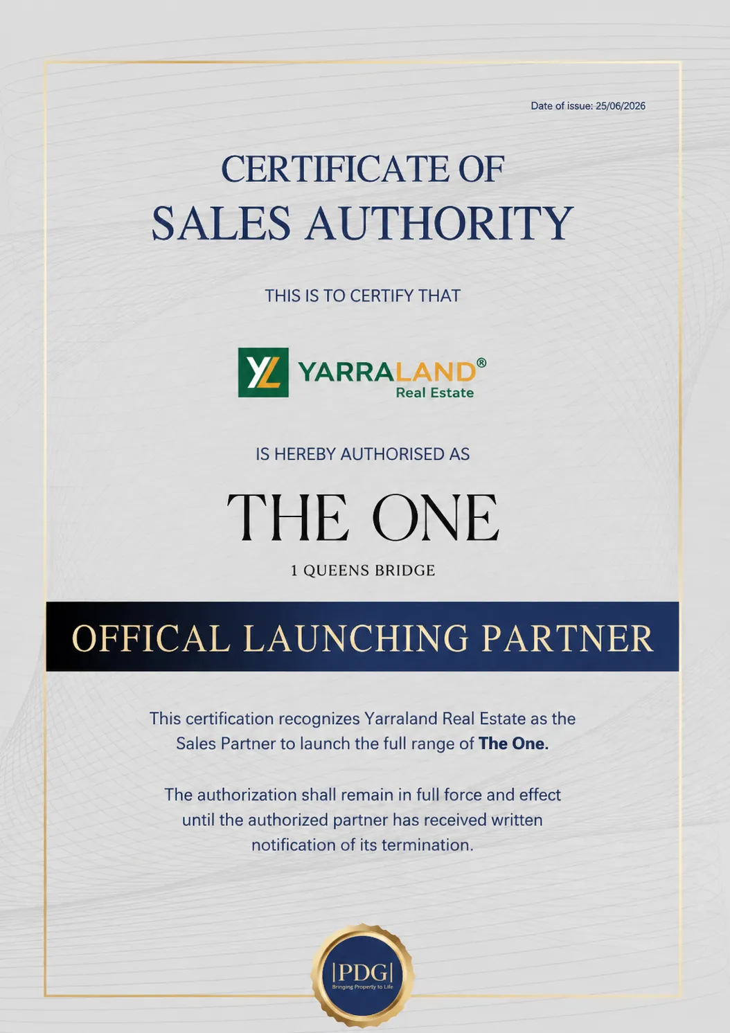 Yarraland Certification of Distributorship